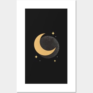 Moon Sparkle - Gold Black Posters and Art